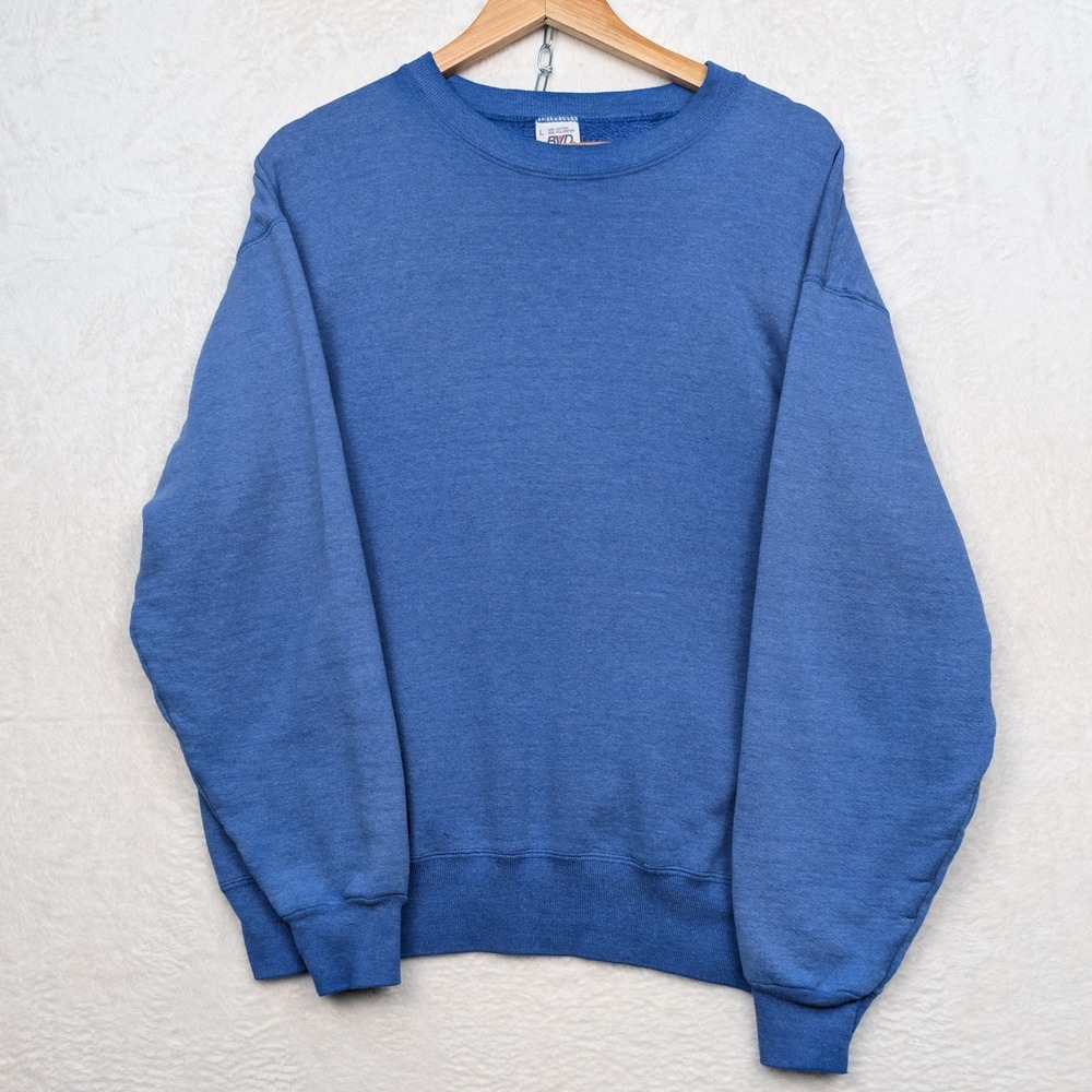 VTG BVD Sweatshirt Men's L Royal Blue Blank Crewneck Streetwear Made in USA 90s